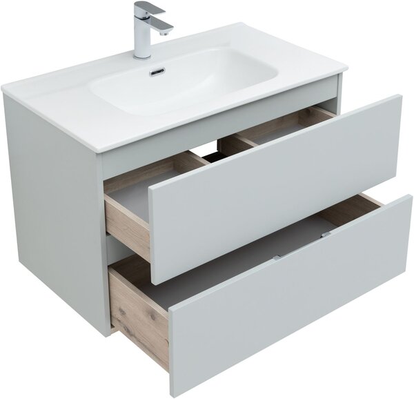 Комплект мебели для ванной Aquanet Алвита New 80 2 ящика, серый