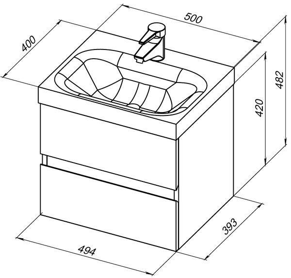 Комплект мебели для ванной Aquanet Беркли 50 белый глянец (2 ящика)