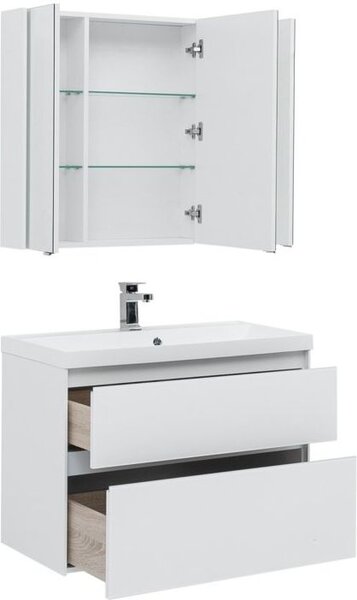 Комплект мебели для ванной Aquanet Гласс 90 белый
