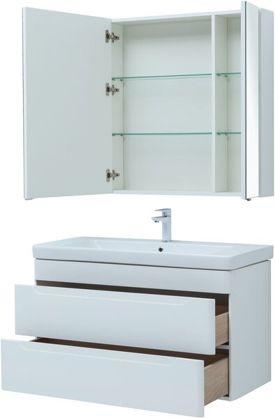 Комплект мебели для ванной Aquanet София 105 белый глянец (2 ящика)