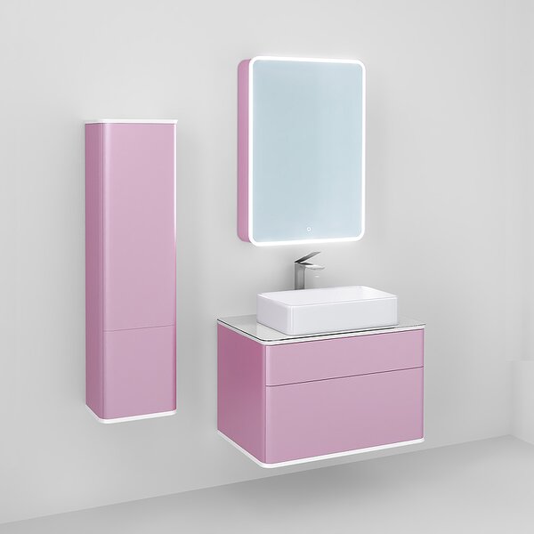 Зеркало-шкаф Jorno Pastel 60 с подсветкой Pas.03.60/PI Розовый иней
