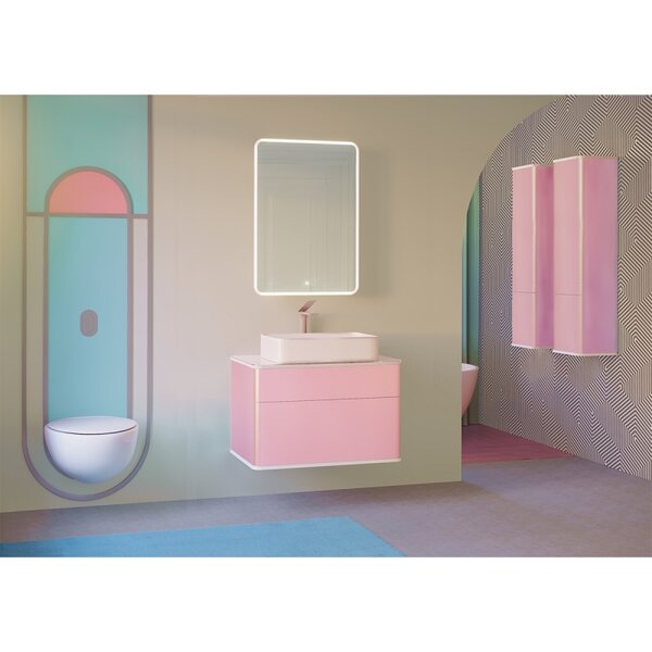 Зеркало-шкаф Jorno Pastel 60 с подсветкой Pas.03.60/PI Розовый иней