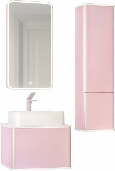 Зеркало-шкаф Jorno Pastel 46 с подсветкой Pas.03.46/PI Розовый иней