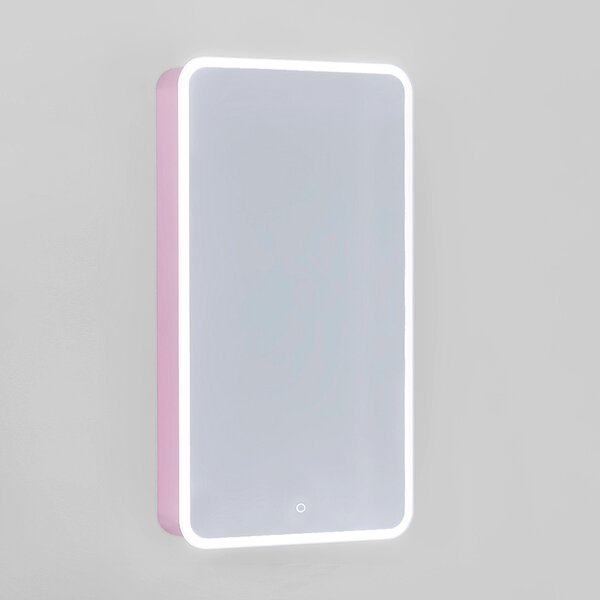 Зеркало-шкаф Jorno Pastel 46 с подсветкой Pas.03.46/PI Розовый иней