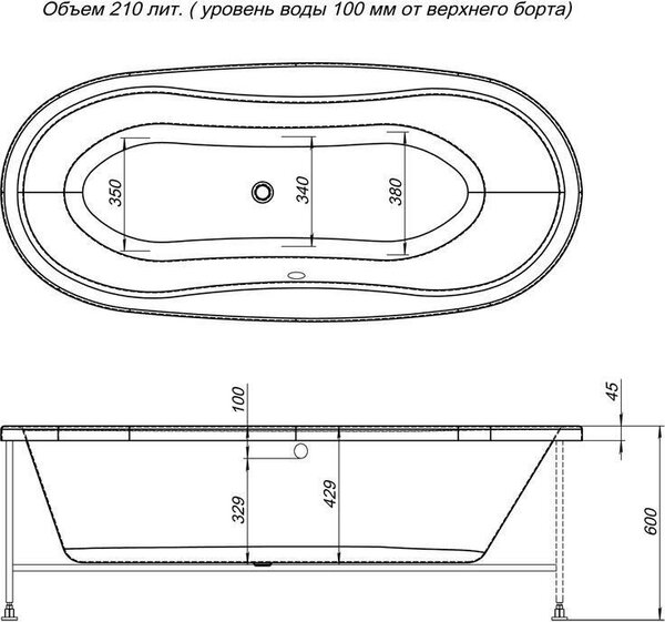 Акриловая ванна Aquanet Amelia 180x80