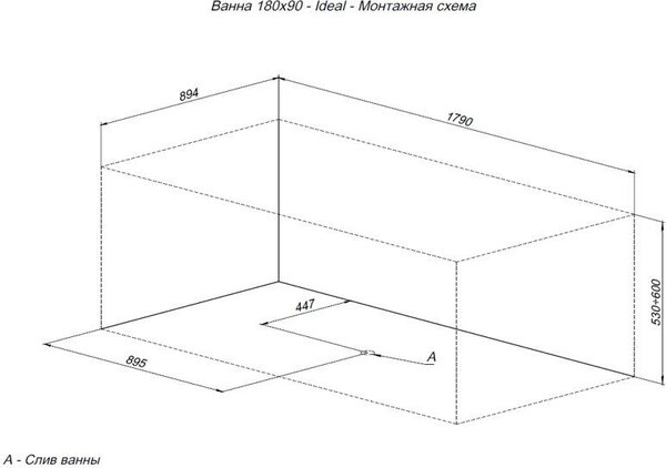 Акриловая ванна Aquanet Ideal 180x90