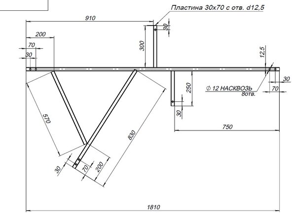 Каркас сварной для акриловой ванны Aquanet Augusta 170x90 R