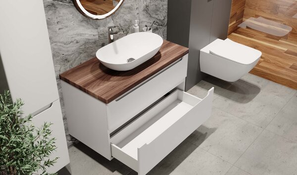 Тумба под раковину Jorno Wood 100, белая wood.01.100/P/W