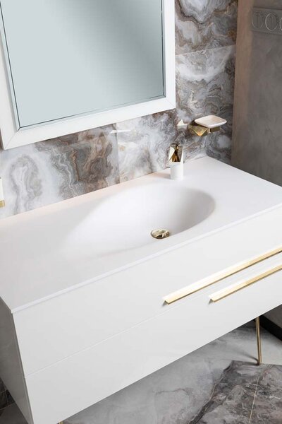 Раковина Armadi Art NeoArt Corian Drop 101 см, белый, 858-100