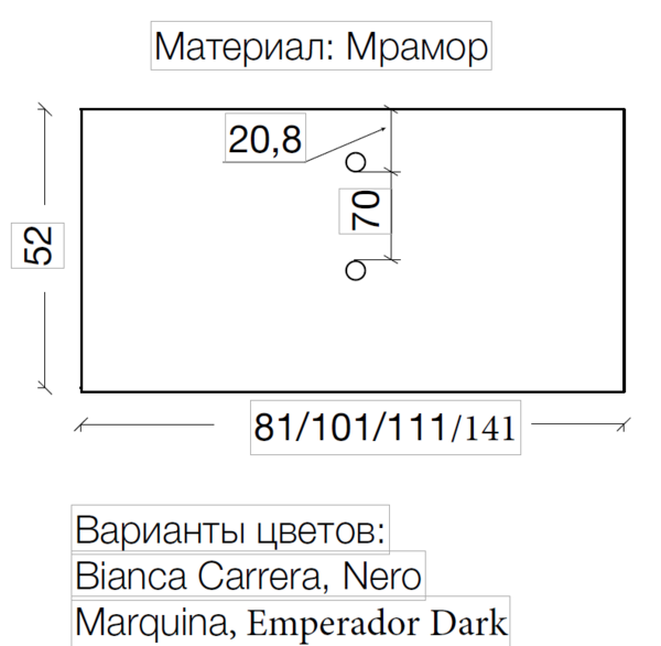Столешница мрамор LV204 Nero Marquina 101см Armadi Art 859-101-NM