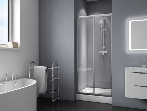 Душевая дверь BelBagno DUE-BF-1-140-C-Cr, стекло прозрачное, регулировка 138-141 см