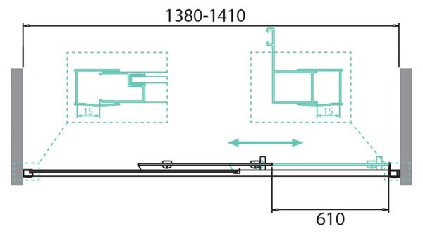 Душевая дверь BelBagno DUE-BF-1-140-C-Cr, стекло прозрачное, регулировка 138-141 см