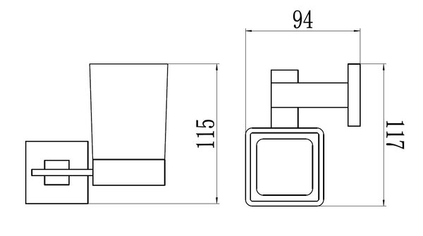 Стакан стеклянный с настенным держателем Savol 65h (S-06558H)