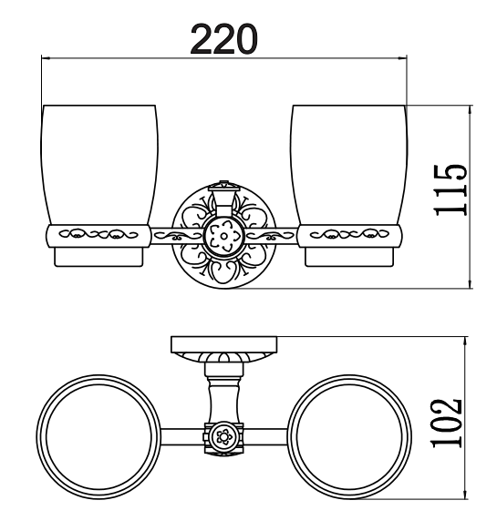 Держатель для двух стаканов Savol 58b (S-005868B)