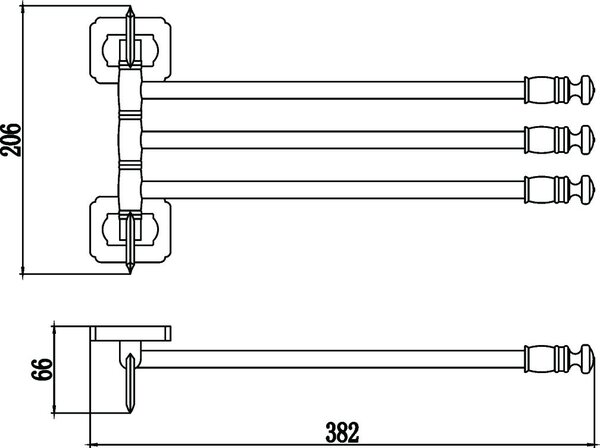 Держатель для полотенец поворотный (3-ой) Savol 64 (S-006403)