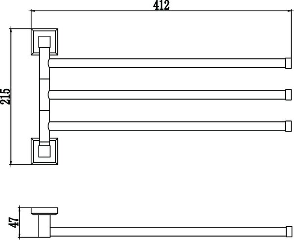 Держатель для полотенец поворотный (3-ой) Savol 95 (S-009503)