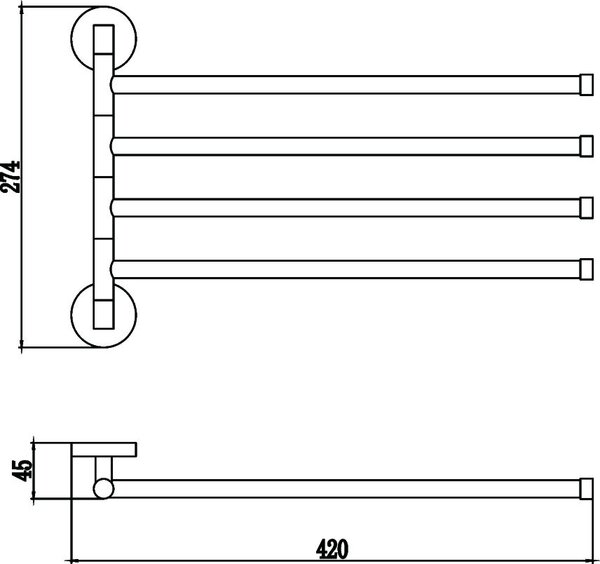Держатель для полотенец поворотный (4-ой) Savol 87 (S-008704)