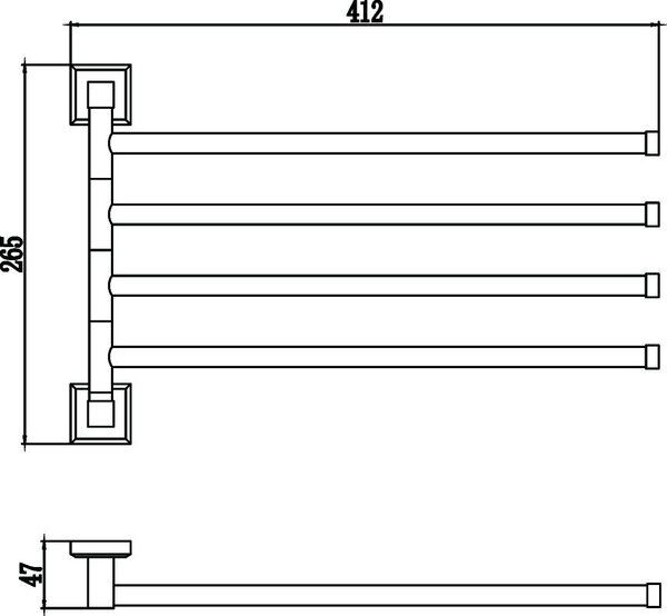 Держатель для полотенец поворотный (4-ой) Savol 95 (S-009504)