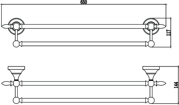 Держатель для полотенец прямой (2-ой) 60 см Savol 68а (S-06848A)