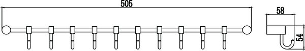 Планка с крючками (10 крючков) Savol (S-006210)