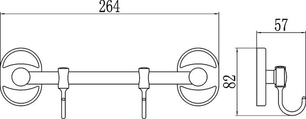 Планка с крючками (2 крючка) Savol 70 (S-008202)