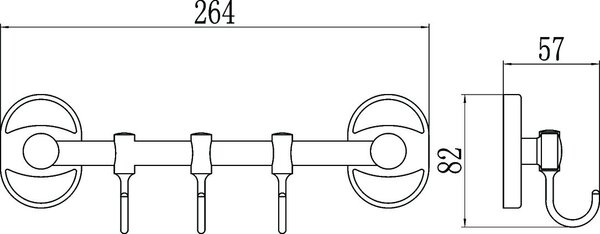 Планка с крючками (3 крючка) Savol 70 (S-008203)
