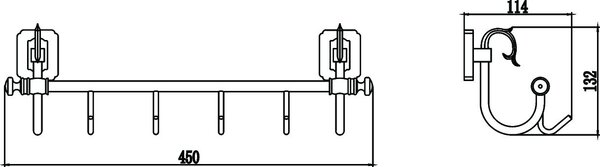 Планка с крючками (4 крючка) Savol 64 (S-006474)