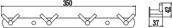 Планка с крючками (4 крючка) Savol (S-007224C)