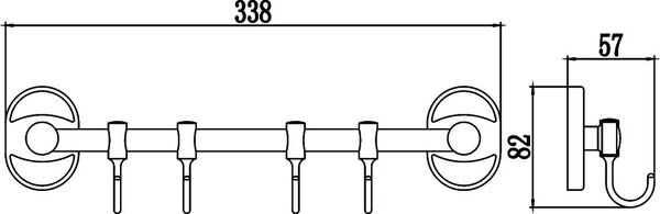 Планка с крючками (4 крючка) Savol 70 (S-008204)