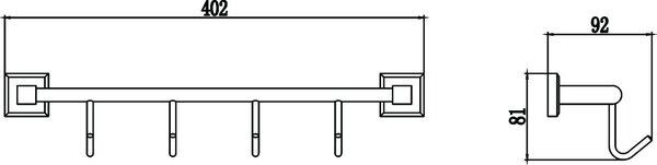 Планка с крючками (4 крючка) Savol 95 (S-009574)