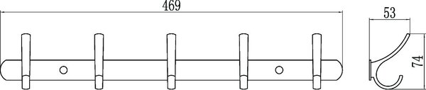 Планка с крючками (5 крючков) Savol (S-004255)