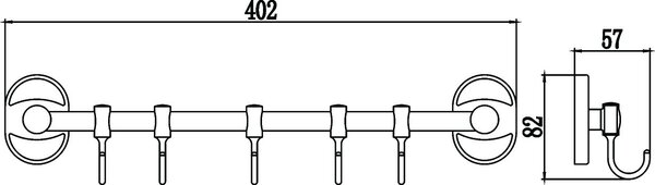 Планка с крючками (5 крючков) Savol 70 (S-008205)