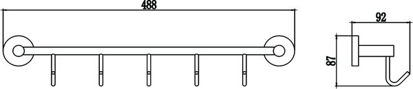 Планка с крючками (5 крючков) Savol 87 (S-008775)
