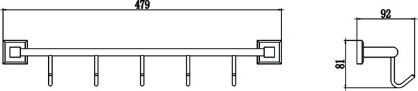 Планка с крючками (5 крючков) Savol 95 (S-009575)