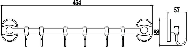 Планка с крючками (6 крючков) Savol 70 (S-008206)