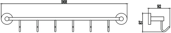 Планка с крючками (6 крючков) Savol 87 (S-008776)