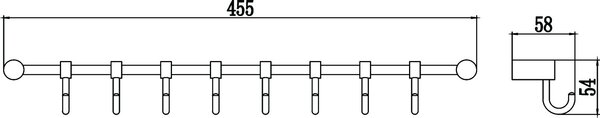Планка с крючками (8 крючков) Savol (S-006208)