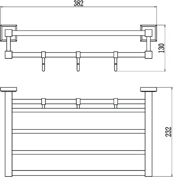Полка для полотенец 40 см 3 крючка Savol 95 (S-409544)