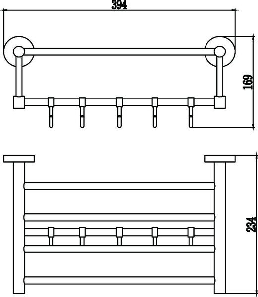 Полка для полотенец 40 см (3 крючка) Savol 87 (S-408745)