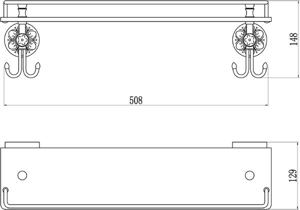 Полка прямая (стеклянная) 60 см Savol 58b (S-005891B)