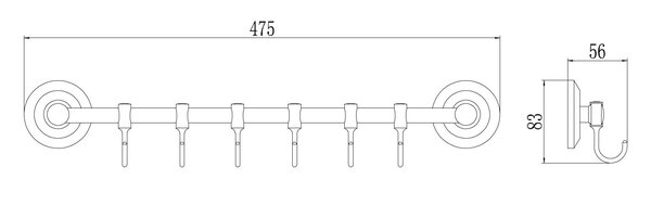 Планка с крючками (6 крючков) Savol S-007176