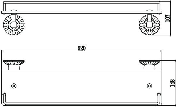 Полка прямая Savol стеклянная 60 см (S-08991C)