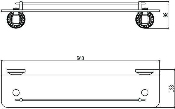 Полка прямая Savol, стеклянная 60 см (S-606691C)