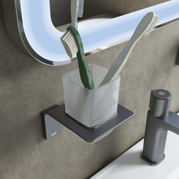 Подстаканник одинарный IDDIS Slide матовое стекло, графит SLIGMG1i45