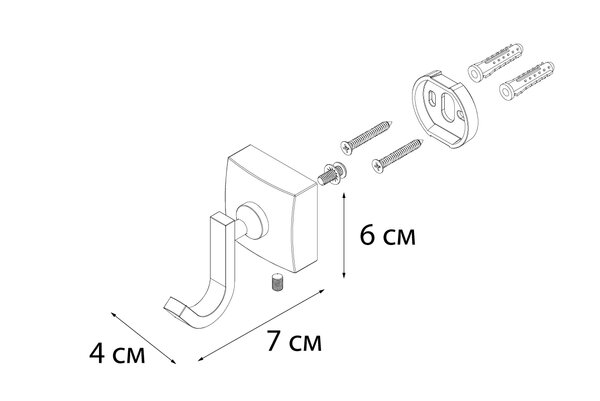 Крючок FIXSEN Kvadro одинарный FX-61305