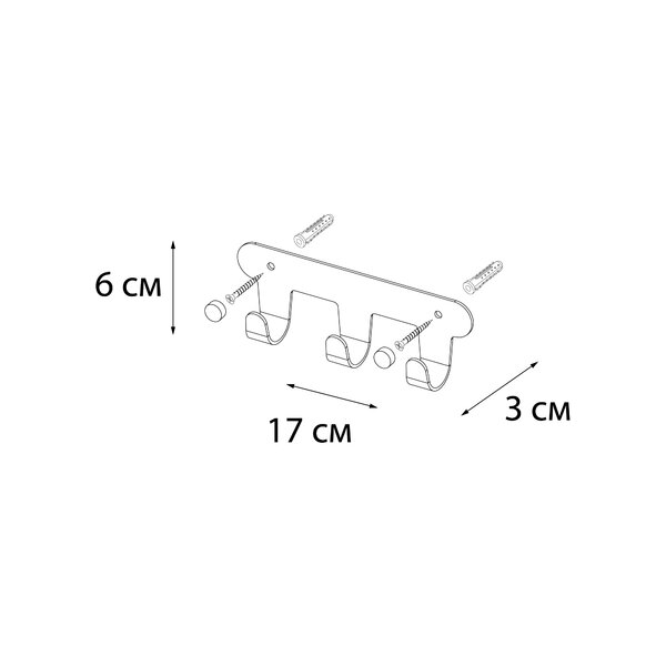 Планка 3 крючка Fixsen PRACTICA, черный FX-805B-3