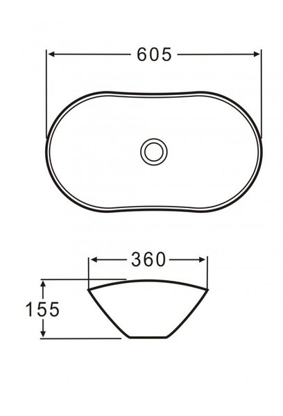 Накладная раковина BelBagno BB1404 размер 60,5х37