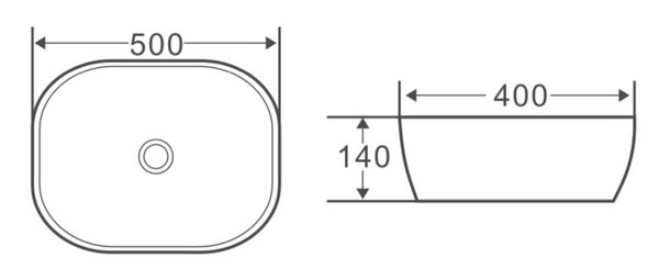 Накладная раковина BelBagno BB1302-H311 размер 50х40