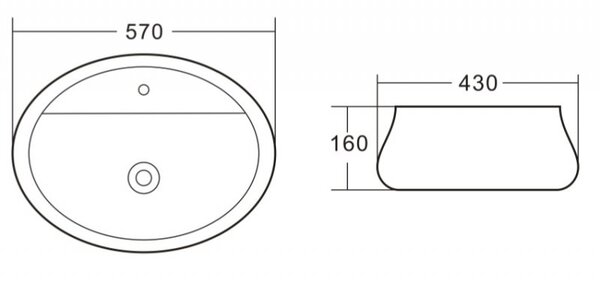Накладная раковина BelBagno BB1399 размер 57,5х46