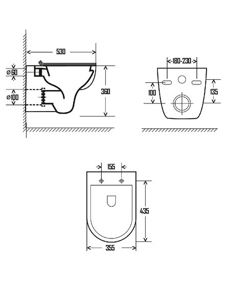 Унитаз подвесной AQUAme AQM2008 с сиденьем SoftClose, технология смыва Rimless. 530x355x360